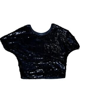Rachel Zoe Sequin Poncho Womens Size Small (P) Black Relaxed Party Glam